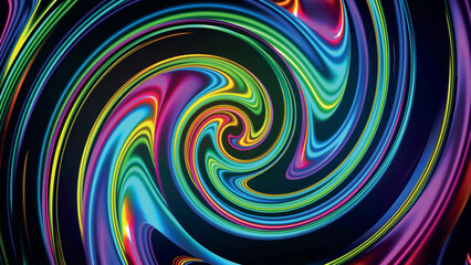 Fototapeta na wymiar Abstract glowing multicolored swirl background. Concentric optical illusion. Abstract spiral multicolored wave. Whirlpool. Vortex. 3D vector illustration of a rainbow.