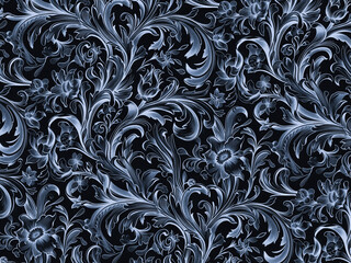 AI-generated illustration of Acanthus pattern background in cyanotype - obrazy, fototapety, plakaty