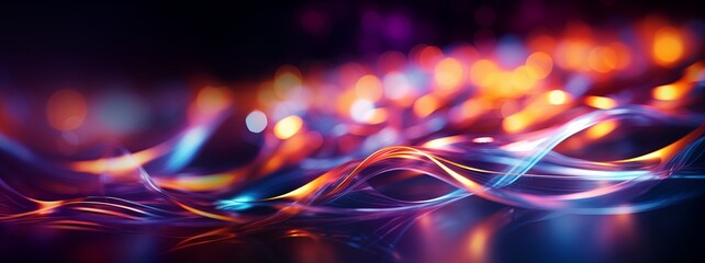 Beautiful bokeh composition of neon lights on a dark background