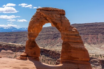 Delicate Arch at the Arches National Park with blue sky in Utah - USA