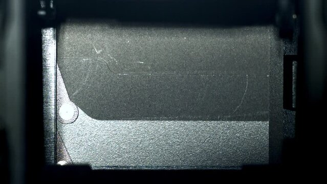 Super slow motion operation of camera matrix shutters. High quality FullHD footage