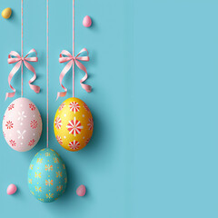 Easter eggs on a plain background postcard