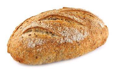 Loaf of bread isolated on white background. Art bread.