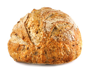Loaf of bread isolated on white background. Art bread.
