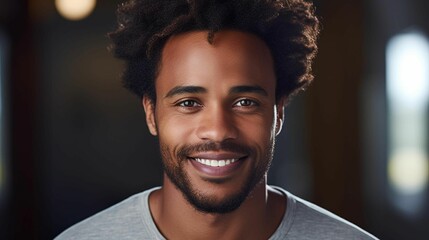 AI generated illustration of a smiling young African American male - obrazy, fototapety, plakaty