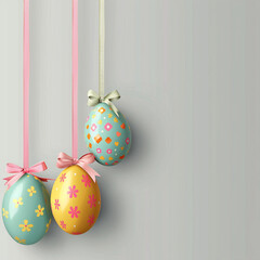 Easter eggs on a plain background postcard