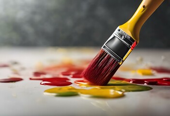 Fototapeta premium AI generated illustration of a paintbrush to paint on a blank white canvas
