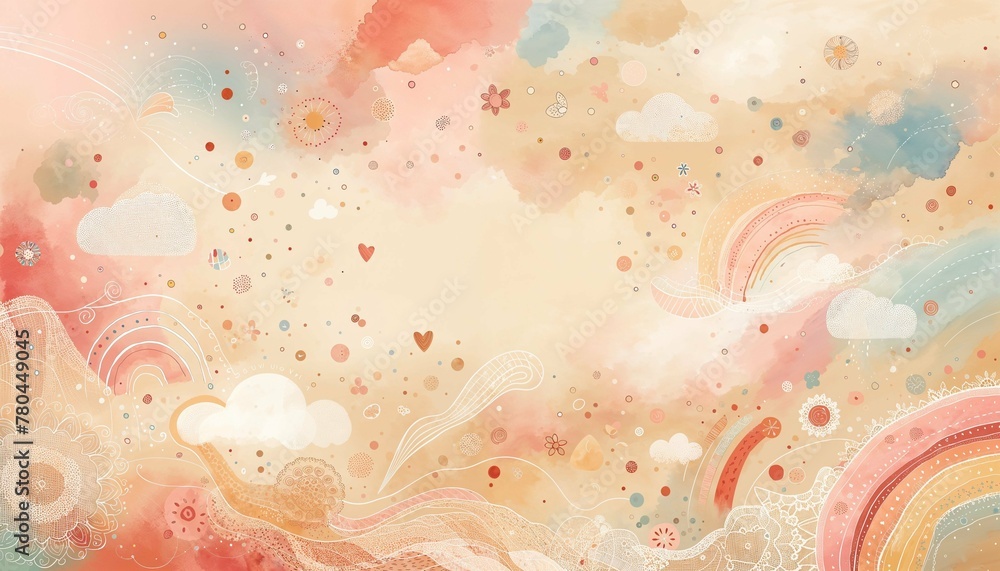 Wall mural whimsical playground of colors and patterns - ai generated digital art
