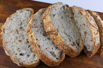 sliced bread on a wooden board