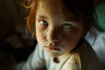AI Generated Image. Sick child with chickenpox of Varicella virus - 780450494
