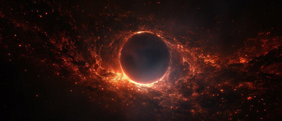 Black hole in space, abstract background. - obrazy, fototapety, plakaty