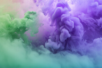 AI Generated Image. Infrared shot of the abstract purple and green fluffy pastel ink smoke cloud in water - 780451079