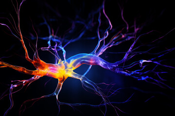 AI Generated Image. Realistic abstract patter of the neuronal activity - obrazy, fototapety, plakaty