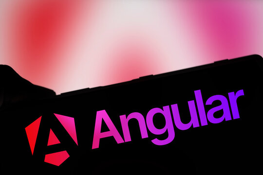 Dhaka, Bangladesh- 09 Apr 2024: Angular logo is displayed on smartphone. Developed by Google, Angular is a free, open-source framework for building dynamic web applications using TypeScript.