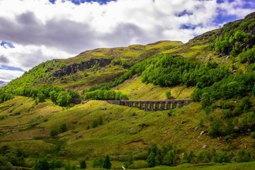 Beautiful landscape of a viaduct in the Scottish highlands.