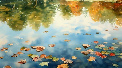 Fall Colors: Tranquil Reflections on Water./n