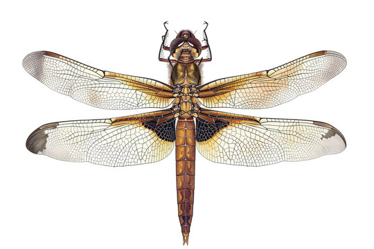 Detailed Dragonfly Illustration on White Background