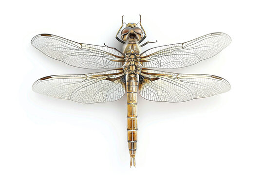 Detailed Top View of Dragonfly Illustration Isolated