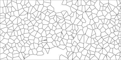 Obraz premium Abstract White Colored Broken Stained-Glass Geometric Retro Tiles Pattern w Black Lines & Quartz Crystal Voronoi Diagram Background for Website, Fabric Printing, Brochures, Luxury/Premium Packaging