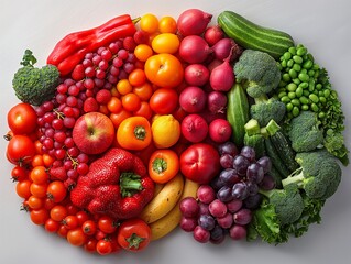 Brain made out of fruits and vegetables isolated, healthy food and lifestyle, vegan nourishment