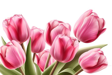 Obraz premium Pink tulips isolated on transparent background. Generative AI