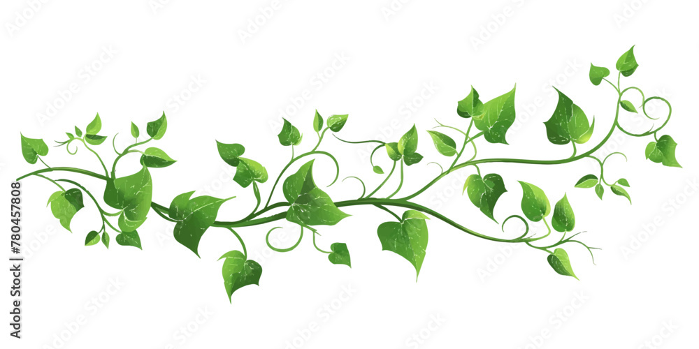 Sticker a vine with leaves on it on an isolated white background