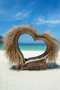 Relax on the island,Heart seat at the beach on the island during the day,koh lipe