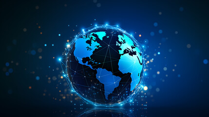 Fototapeta premium Creative glowing polygonal sphere hologram