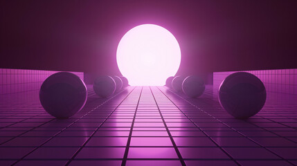 Purple Neon Orb Gateway - obrazy, fototapety, plakaty
