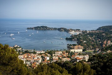 Fototapeta na wymiar Aerial view of a town on an island near the ocean