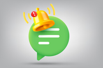 New message concept with the bell and speech bubble. Vector 3d illustration