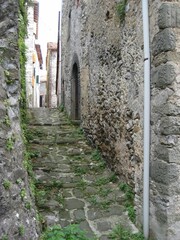 Vertical shot of a narrow alley in Italy
