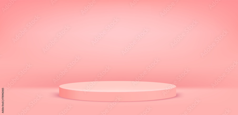 Aufkleber empty room with circle podium. 3d vector product mockup