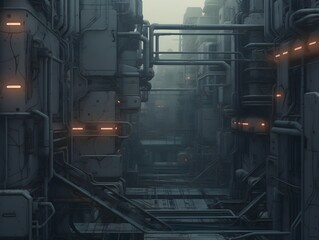 Majestic Cybernetic Infrastructure Powered by Futuristic Propulsion Systems