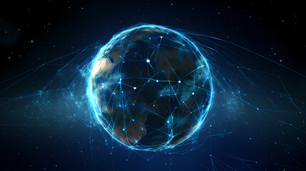 Obraz premium Creative glowing polygonal sphere hologram