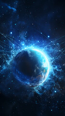 Obraz premium Creative glowing polygonal sphere hologram