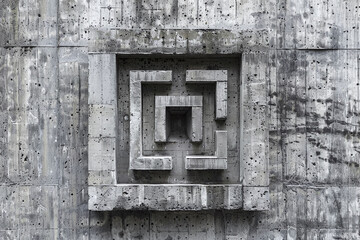 Concrete Geometric Relief on Wall