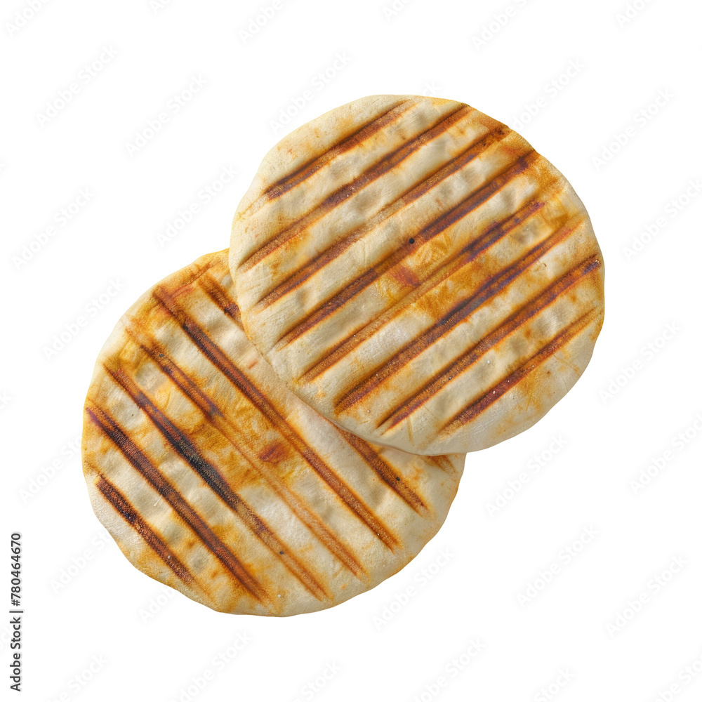 Poster two flatbreads with a thin crust on a transparent background