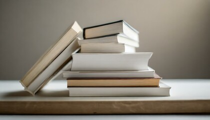 Close-up shot of a white book background, highlighting the intricate details of book covers and pages. Background wallpaper