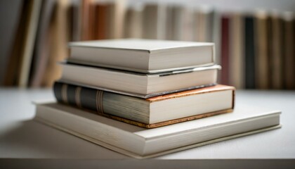 Close-up shot of a white book background, highlighting the intricate details of book covers and pages. Background wallpaper