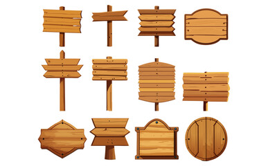 Naklejka premium 木製看板ベクターイラストセット