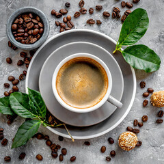 Cappuccino in cup on grey background - 780465243