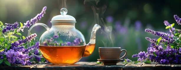 a teapot and a cup of tea