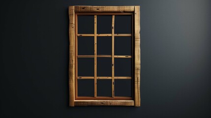 simple Wooden window, cut out on dark background