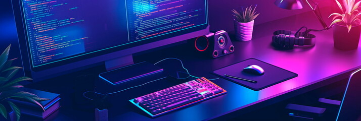 minimalistic workspace for programming with a clear code editor and necessary tools.Generative AI