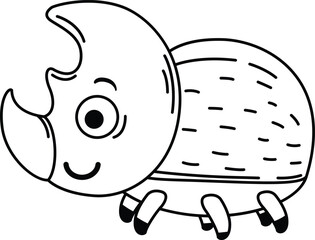illustration of beetle insect cartoon outline white on background vector