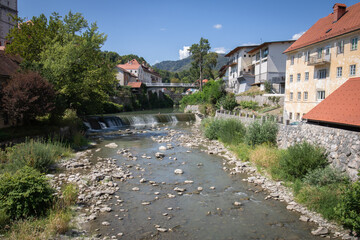 Fototapeta na wymiar beautiful village Skofja Loka in summertime, Slovenia
