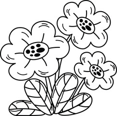 Hand drawn flower character illustration, vector