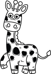 Hand drawn giraffe character illustration, vector
