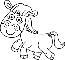 Hand drawn horse character illustration, vector